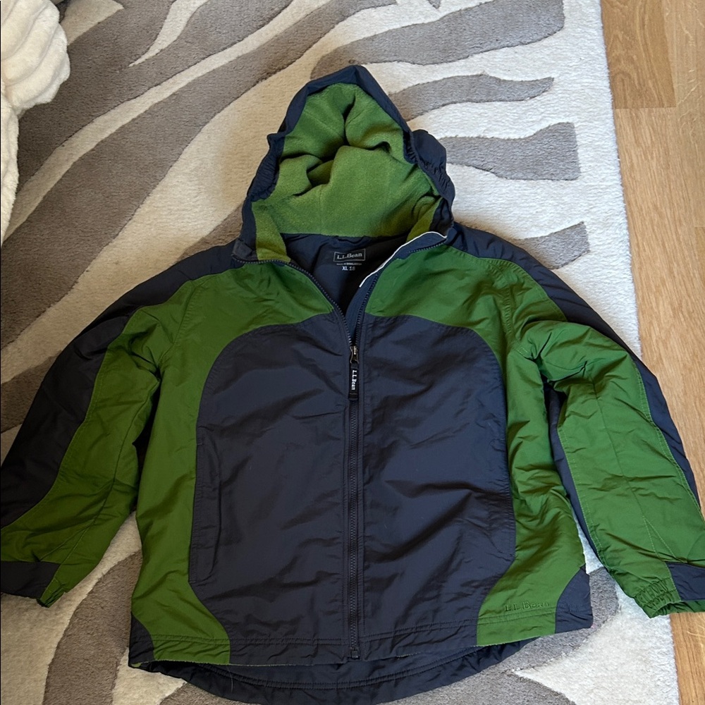 L.L. Bean Kids Green and Gray Puffer Jacket